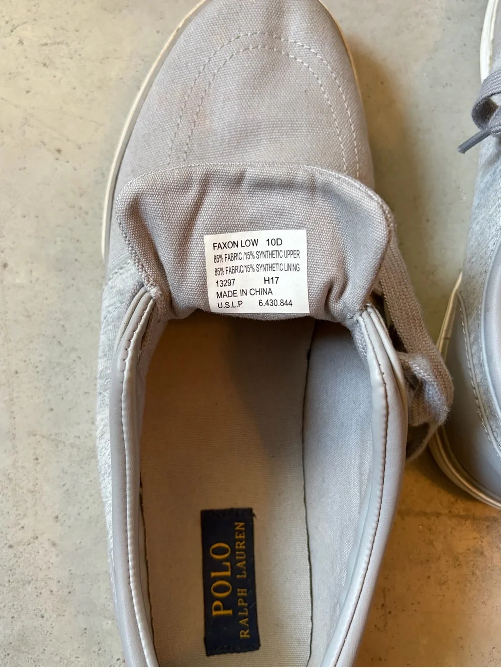 Polo Ralph Lauren Faxon Low Gray Canvas Sneakers Mens 10D